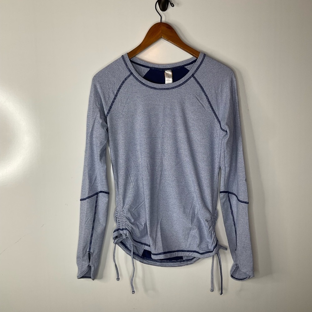 Lucy Tech Striped Long Sleeve Side Cinch Shirt Size‎ Medium